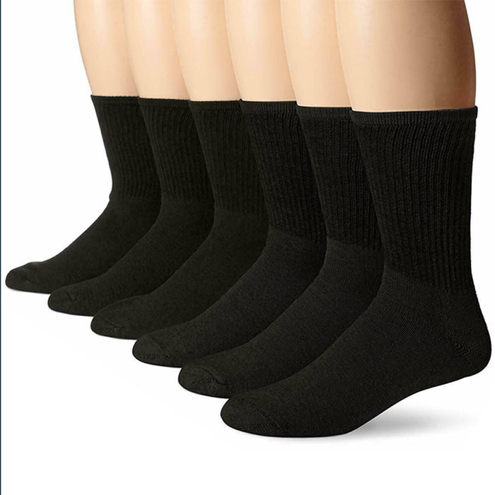 8 Pairs Mens Crew Sport Socks Cotton Calf Cushioned Old School Tube Black 10-13