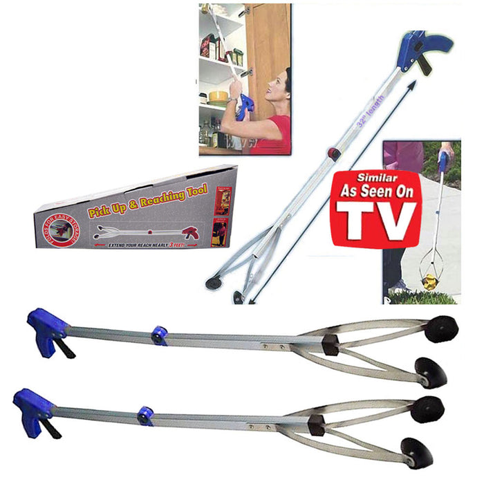 2 Pick Up Tool Grabber Reacher Stick Foldable Reaching Grab Extend Reach 29" L