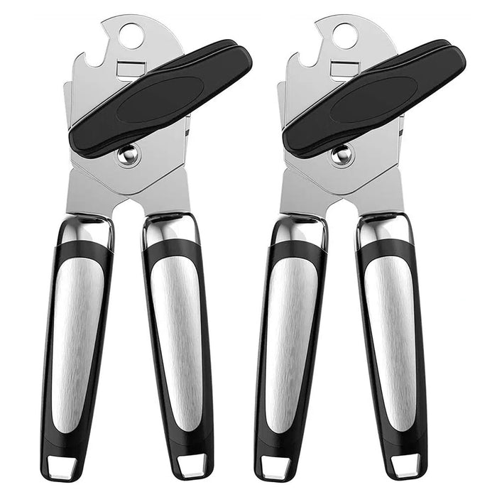 2 Pc Deluxe Can Opener Heavy Duty Stainless Steel Bottle Jar Lid Manual Tools