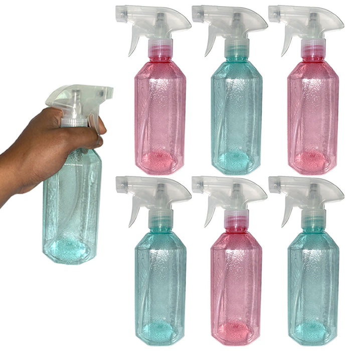 6 Empty Plastic Spray Bottles Mist Plant Watering Hair Sprayer Salon Tool 14.2oz