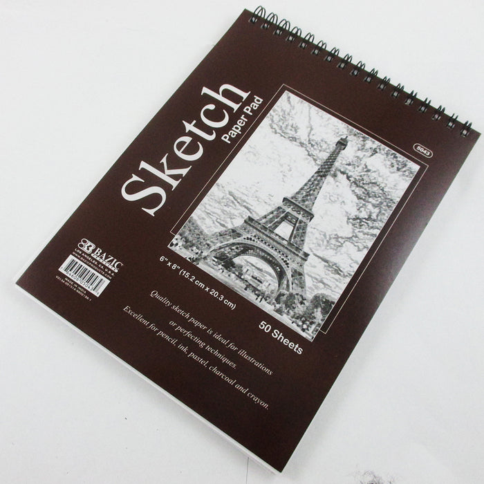 Lot of 3 Sketch Book Paper Pad 50 Sheet 6" x 8" High Quality Spiral Premium Qty