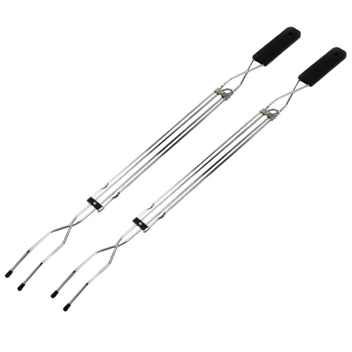 2Pc Extendable Long Fork Marshmallow BBQ Hot Dog Campfire Cutlery Telescopic 31"