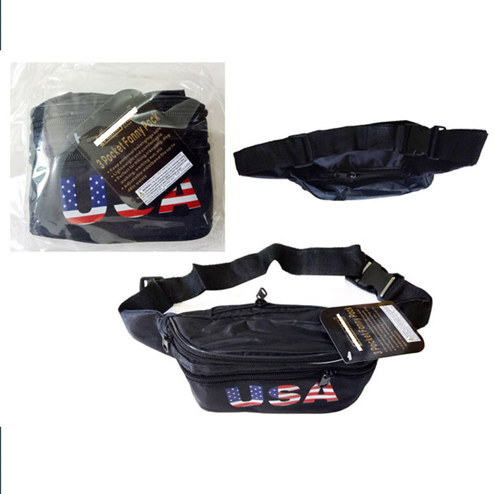 1pc American Flag Fanny Pack Travel Utility Bag Waist Pouch Adjust 3 Pocket USA