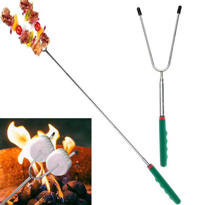 1 Jumbo 60" Telescopic Roasting Fork Extendable BBQ Hot Dog Marshmallow Campfire