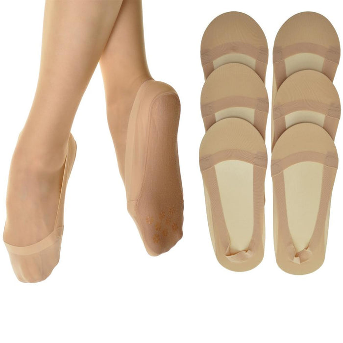 6 Pair Women Ankle Invisible No Show Nonslip Loaf Liner Cotton Socks Beige 9-11