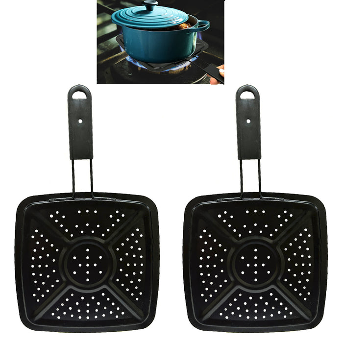 2 Simmer Ring Heat Diffuser Fire Flame Guard Simmering Plate Black Slow Cooking!