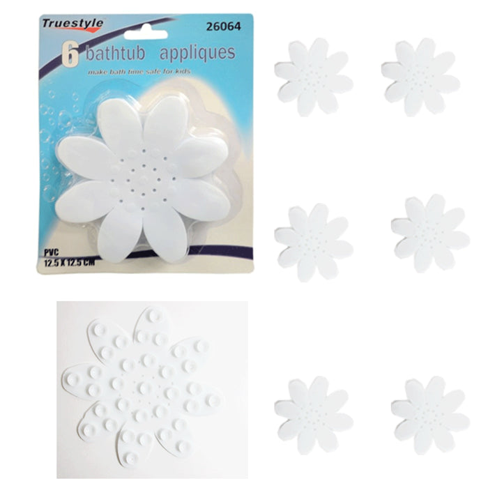 6 Bathtub Flower Safety Decals Sticker Treads Non Slip Anti Skid Shower Applique
