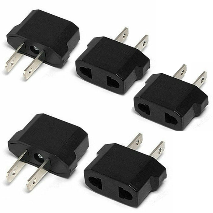 5 Power Converter Travel Europe to USA Plug Adapter Wall Adaptor Convert Eu 2 Us