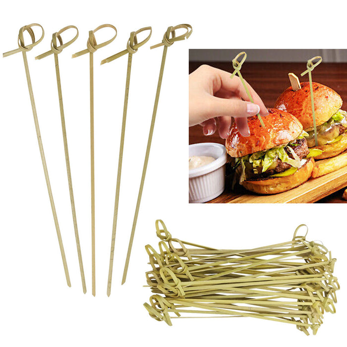 1000 Ct Bamboo Knot Picks Sandwich Cocktail Appetizer Stick Skewer Kebab 7" Long