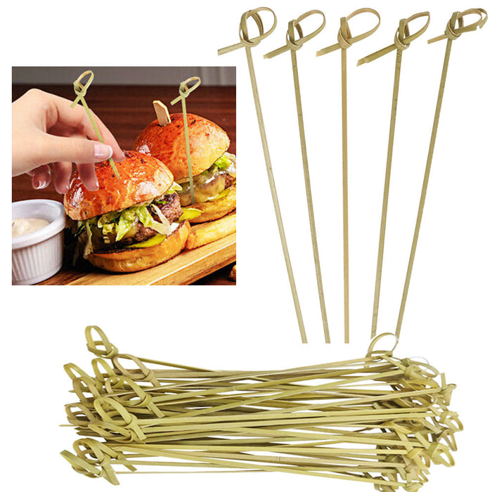 1000 Ct Bamboo Knot Picks Sandwich Cocktail Appetizer Stick Skewer Kebab 7" Long