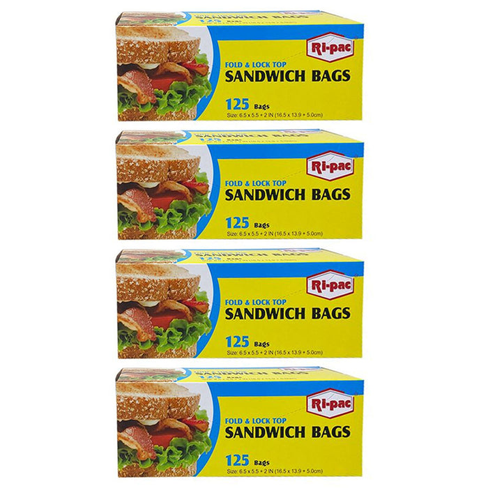 500ct Disposable Plastic Storage Bags Clear Sandwich Fold Top Lunch Baggies