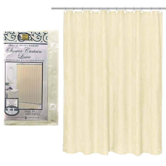 2 Pc Magnetic Soap Residue Resistant Shower Curtain Liner 100% Vinyl Beige 70x72