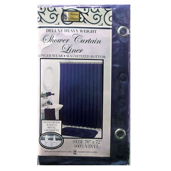 2 X Navy Blue Magnetic Water Resistant Shower Curtain Liner 70x72 100% Vinyl