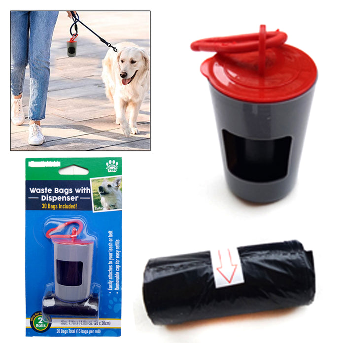 1 Pet Dog Waste Poop Bags Dispenser Holder Case Carabiner Attach To Leash Refill