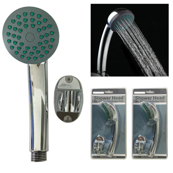 2 Chrome Shower Head Sets Nozzle Handheld Wall Mount Hose Spray Showerhead Bath