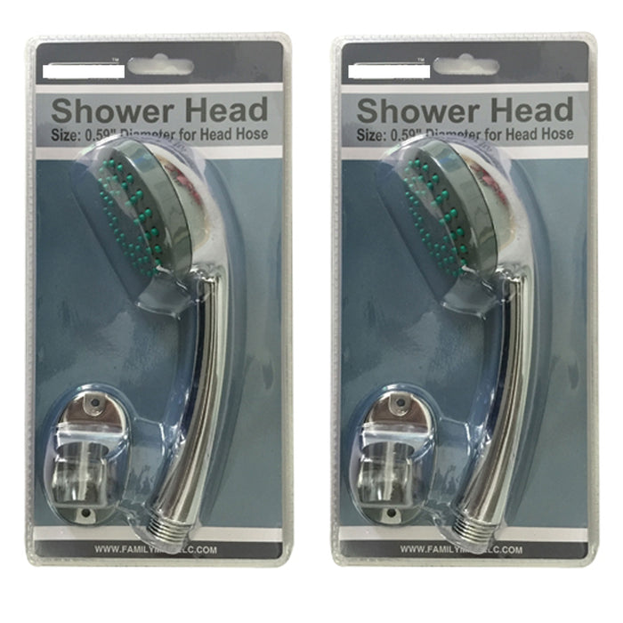 2 Chrome Shower Head Sets Nozzle Handheld Wall Mount Hose Spray Showerhead Bath