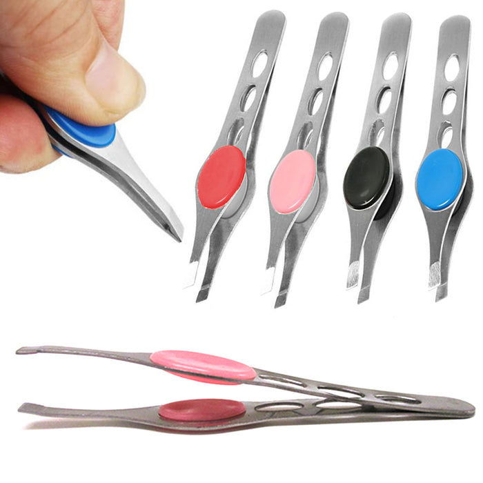 1 Stainless Steel Eyebrow Tweezer Slanted Precision Tip Hair Tweezerette Salon