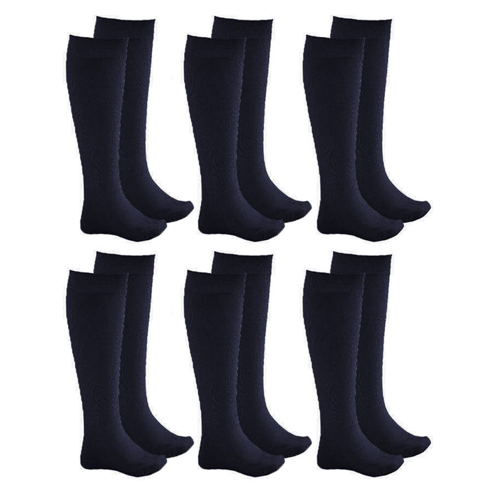 6 Pairs Girls Knee High Socks School Uniform Athletic Tube Kids Navy Size M 4-6