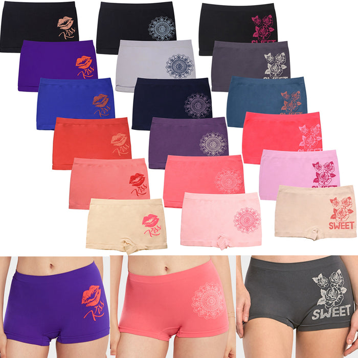 12 Sexy Love Seamless Boyshort Panties Women Underwear Brief Boy Shorts One Size