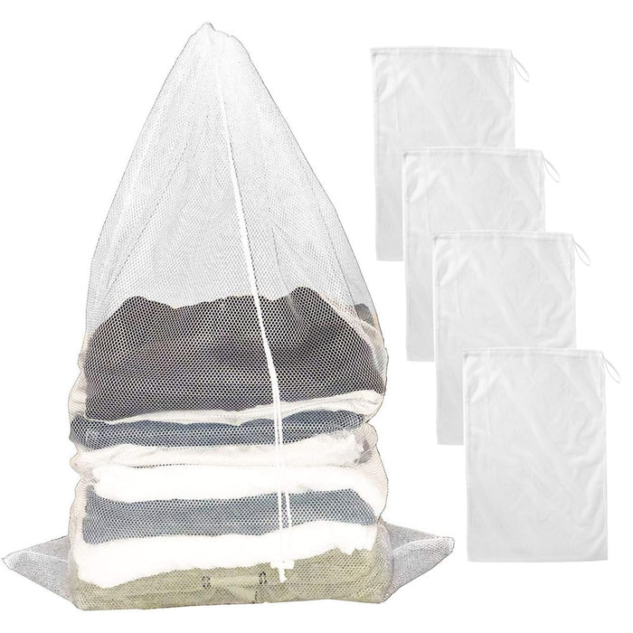 4 Pc Clorox Mesh Laundry Bag 35" Wash Clothes Hamper Reusable Tote  Odor Control