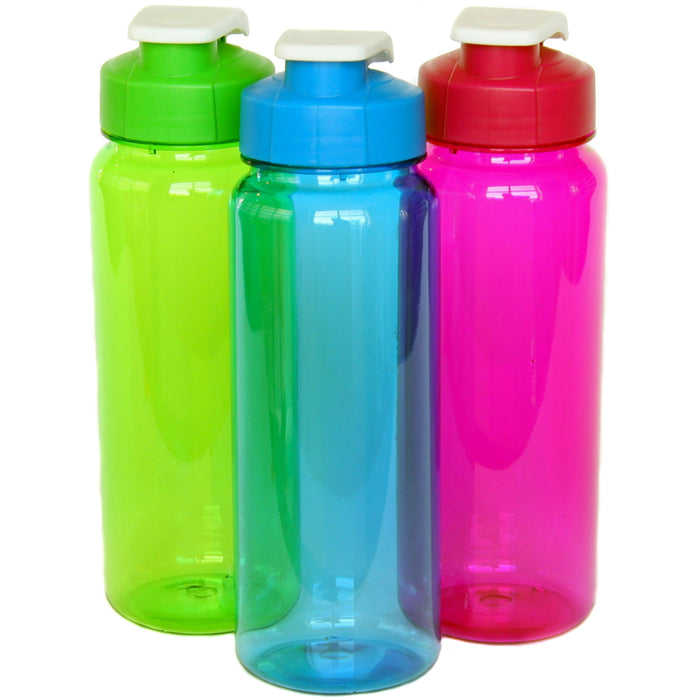 2 Pc Wide Mouth Sports Water Bottle Flip Top Lid BPA Free Gym Outdoors 21 Oz