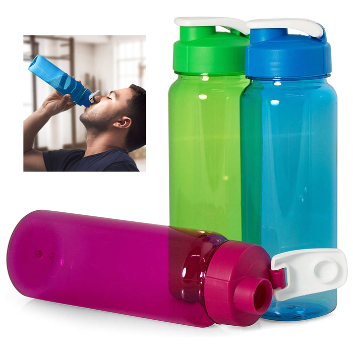 2 Pc Wide Mouth Sports Water Bottle Flip Top Lid BPA Free Gym Outdoors 21 Oz