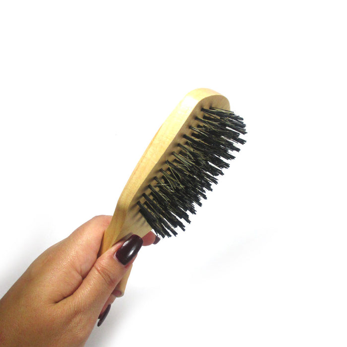 1 Men Boar Hair Bristle Beard Mustache Brush Soft Hard Palm Round Wood Handle !!