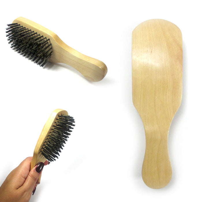 1 Men Boar Hair Bristle Beard Mustache Brush Soft Hard Palm Round Wood Handle !!