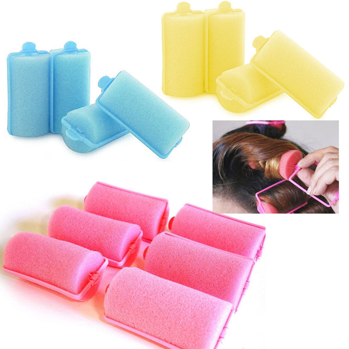 24 Medium Foam Hair Rollers Curls Waves Soft Cushion Curlers Care Styling 1 1/2"