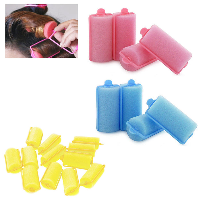 12 Medium Foam Hair Rollers Curls Waves Soft Cushion Curlers Care Styling 1 1/2"