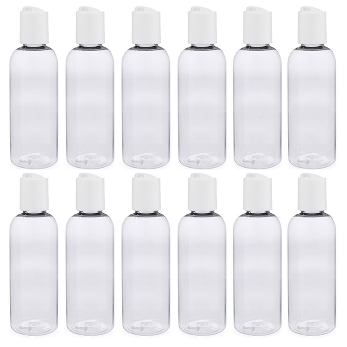 12 Pk Empty Plastic Travel Bottles Clear Refillable Containers TSA Lotion 2.87oz