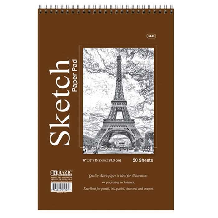 New 6x8 High Quality Spiral Premium Quality Sketch Book Paper Pad 50 Sheet Draw