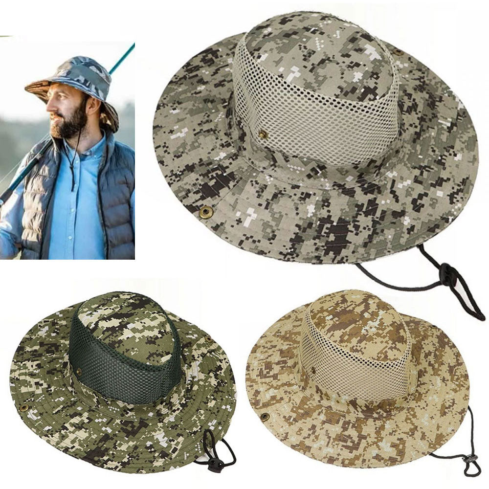 2 Boonie Bucket Hat Outdoor Fishing Hunting Snap Brim Mesh Digital