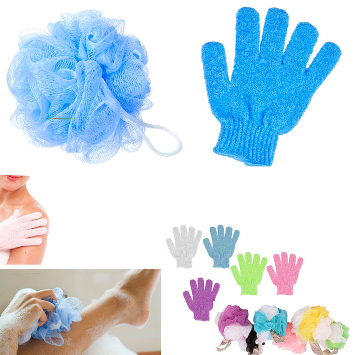 2 Pc Shower Bath Glove Ball Wash Skin Spa Massage Scrub Loofah Body Scrubber New