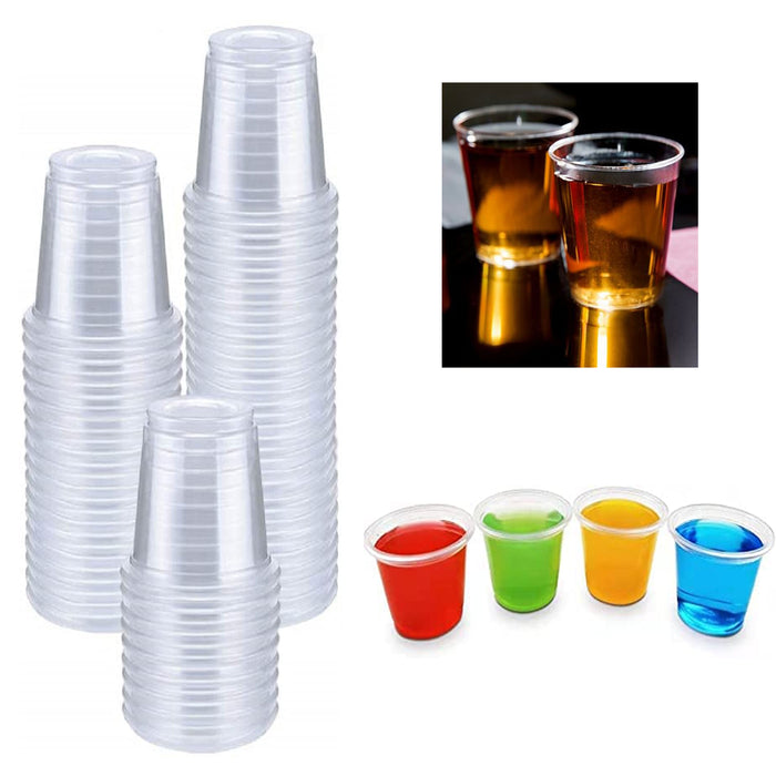 100Ct Bulk Clear Disposable Plastic Shot Glasses Jelly Cups Tumblers Party Event