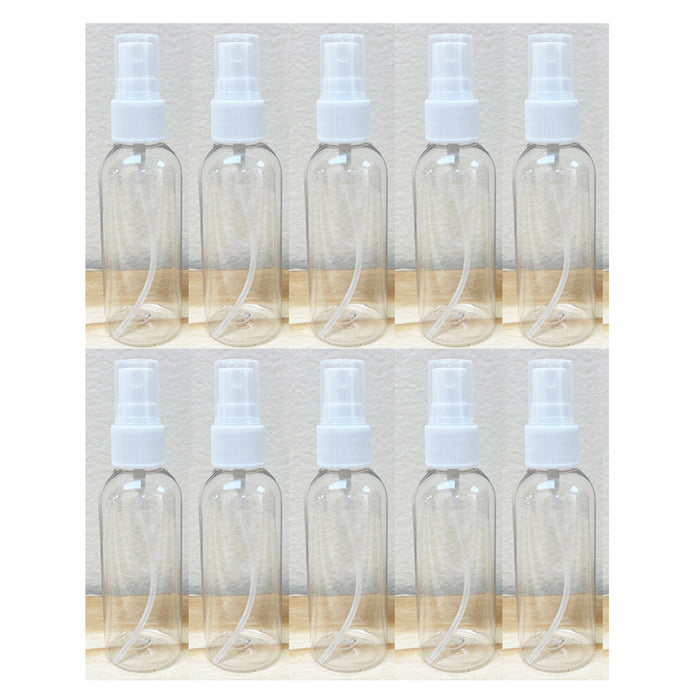 10 Clear Spray Bottles Plastic 2.7oz PET Empty Refill Mist Pump Travel Reuse TSA