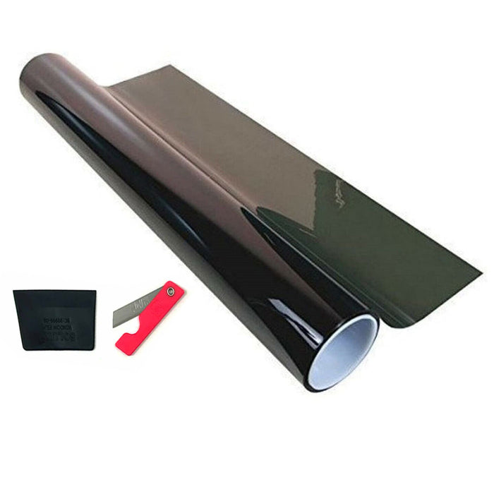 1 Roll 10% Window Tint Film Dark Black Light Transmission Shade Adhesive 10ft