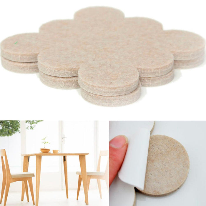 18 Self Adhesive Felt Floor Protectors Round Beige Pads Furniture Chair Scratch