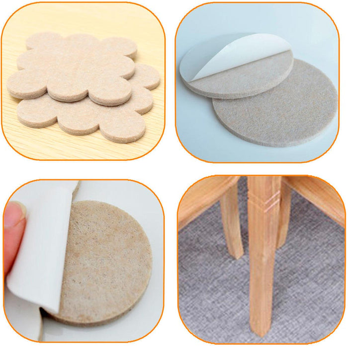 18 Self Adhesive Felt Floor Protectors Round Beige Pads Furniture Chair Scratch