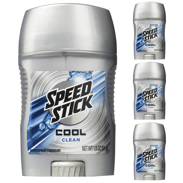 4 Pk Men Speed Stick Cool Clean Antiperspirant Deodorant Sports Stay Dry 1.8 oz