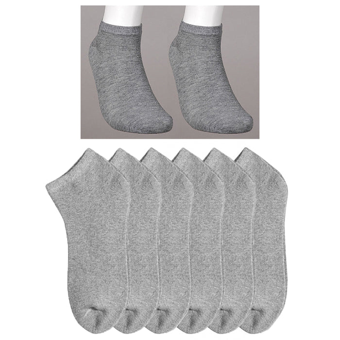 6 Pairs Ankle Socks Low Cut Size 9-11 Grey Soft Comfort Fit Casual Sports Women