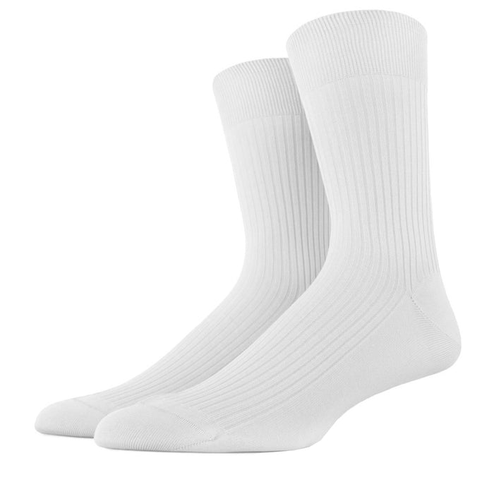 6 Pairs Mens Ribbed Dress Socks Fashion Casual White Thin Soft Cotton Size 10-13