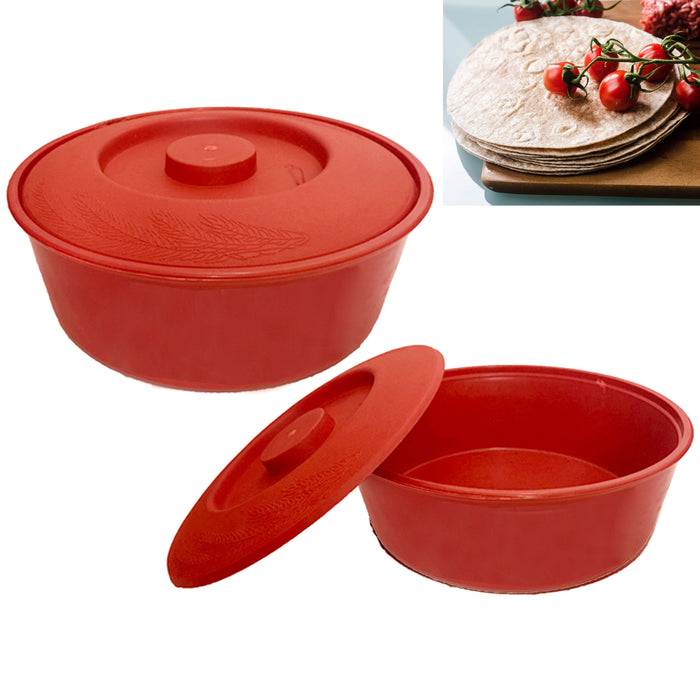 2 PC Tortilla Warmer Keeper 8" Pancake Holder Pita Taco Flatbread Container Bowl