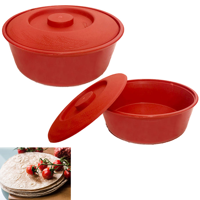 2 PC Tortilla Warmer Keeper 8" Pancake Holder Pita Taco Flatbread Container Bowl