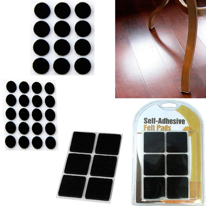 38 Pc Self Adhesive Shapes Felt Pads Furniture Floor Scratch Protector Black New