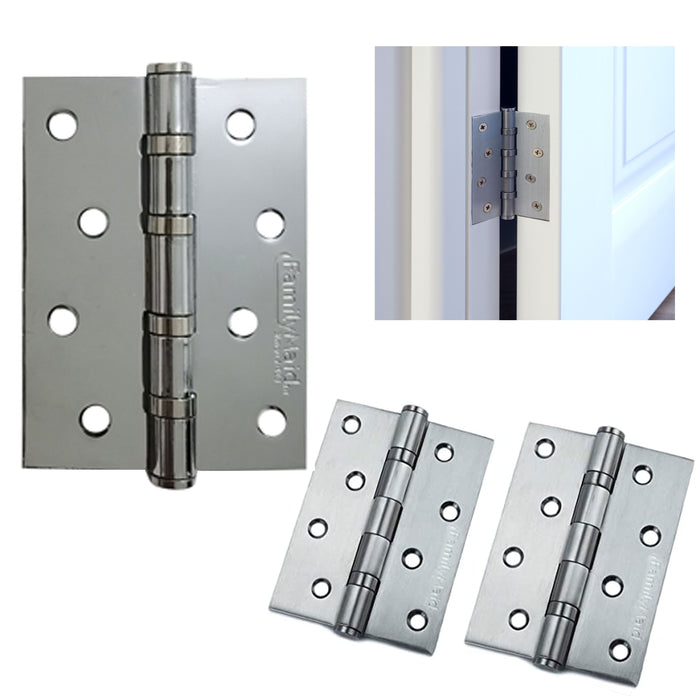 3 Pack Heavy Duty Hardware Interior Door Hinge Silver Square Corner 4 Inch 2.5MM