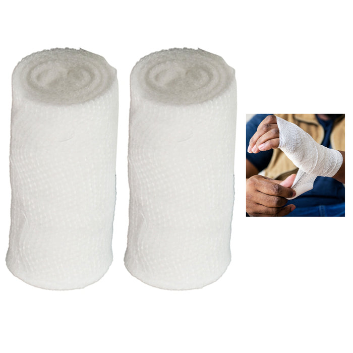 2 Pc Gauze Rolls Self Adhesive Bandage Roll Rolled Medical Stretch Wrap 3 Inch