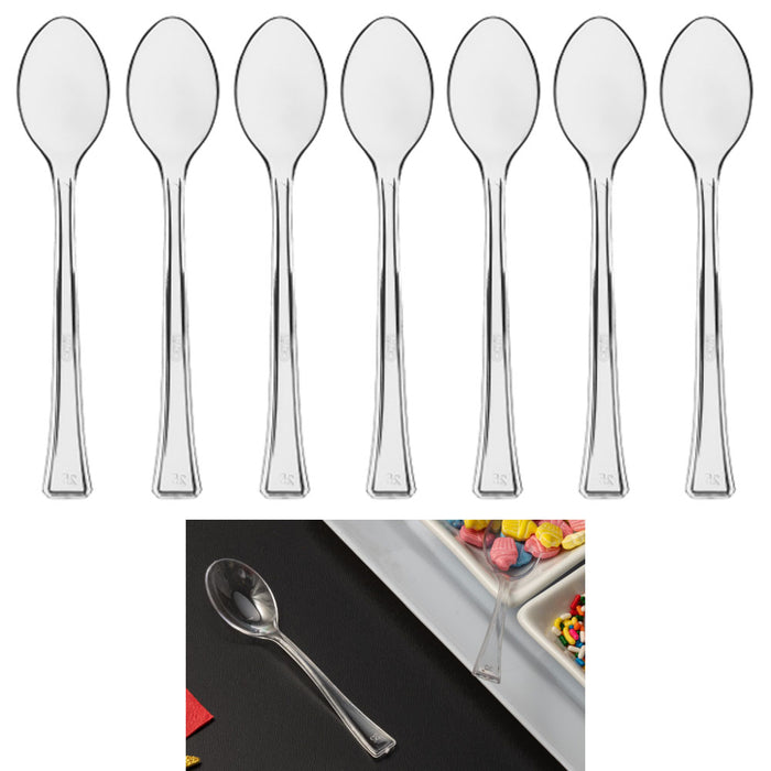 240ct Sample Taster Mini Spoons Dessert Clear Disposable Appetizer Utensil Short