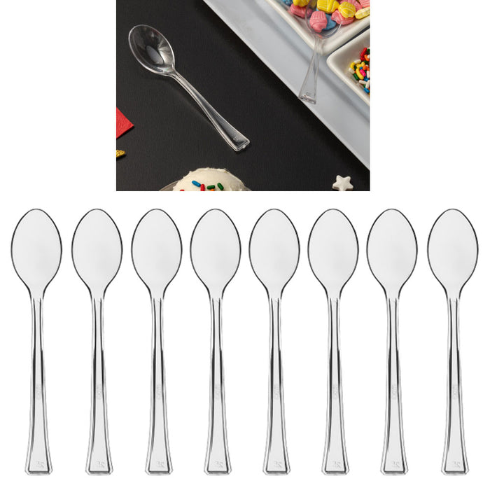 160ct Mini Spoons Taster Sample Dessert Short Clear Disposable Appetizer Utensil