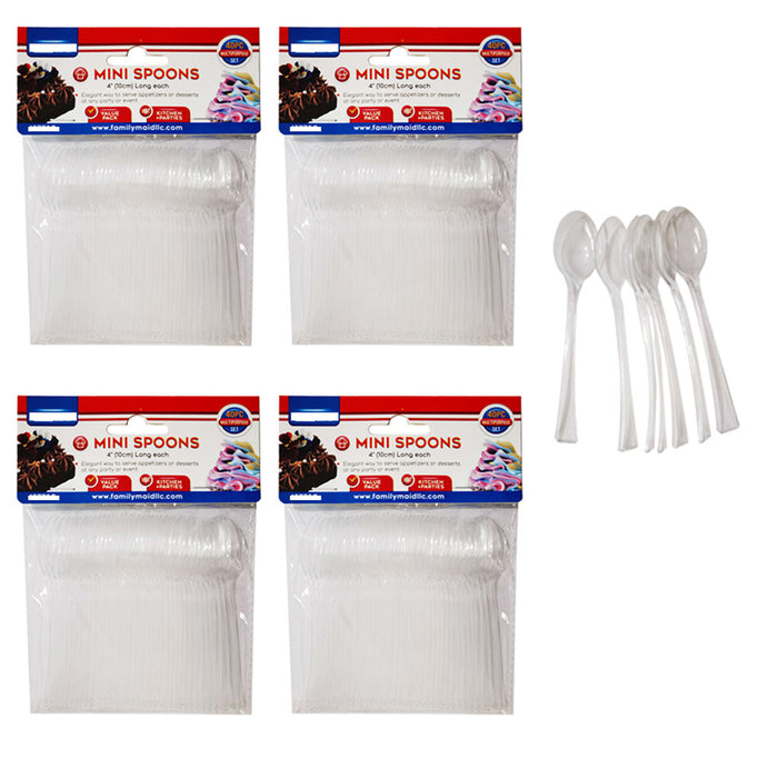 160ct Mini Spoons Taster Sample Dessert Short Clear Disposable Appetizer Utensil